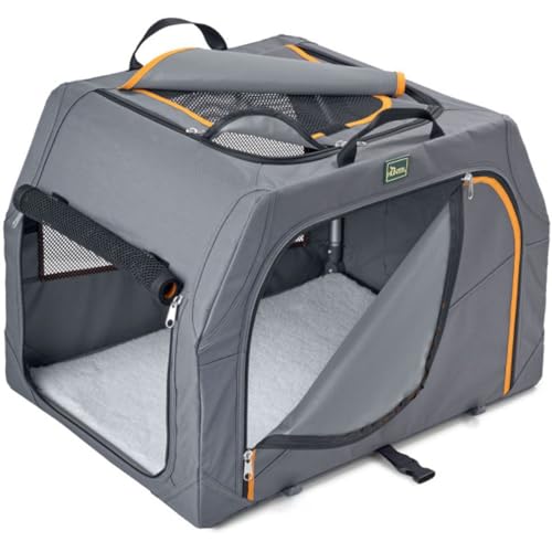 HUNTER Faltbare Hundebox mit Aluminiumgestell, Hundetransportbox, M, anthrazit/orange von HUNTER