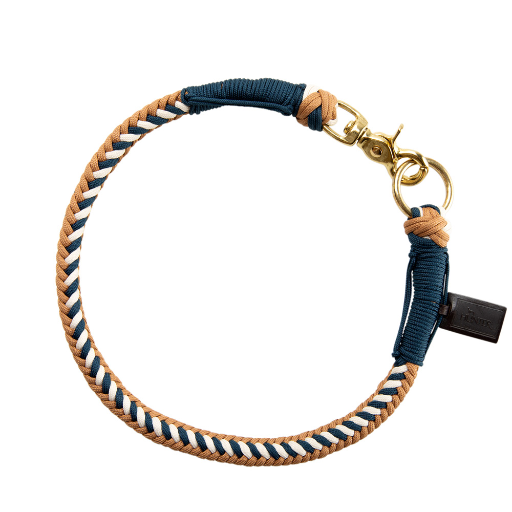 HUNTER Hunde-Halsband Tinnum blau/beige, Gr. XL, Breite: ca. 1,4 cm, Länge: ca. 70 cm von Hunter