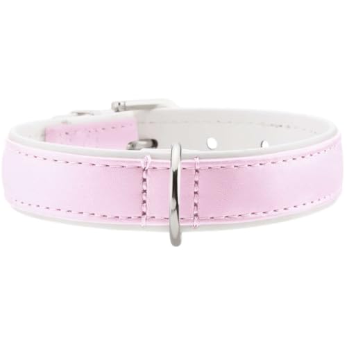 HUNTER Hundehalsband, Modern Art, Kunstleder, kleine Hunde, klassisch, 32 (XS), rosa/weiß von HUNTER