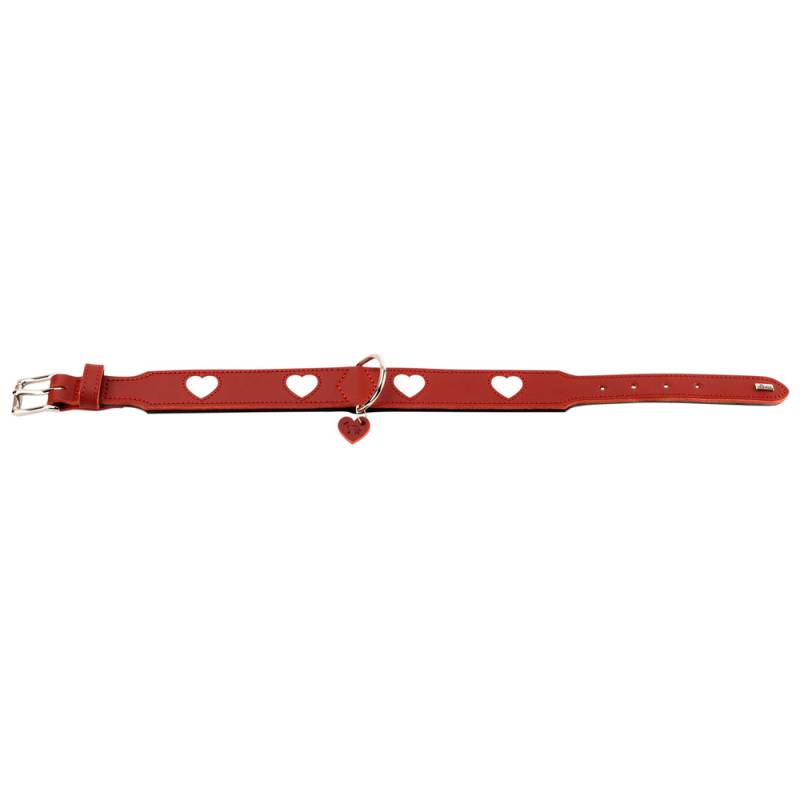 HUNTER Hundehalsband Love rot/schwarz, Gr. 32, Breite: ca. 2,6 cm, Halsumfang: ca. 24 - 28 cm von Hunter