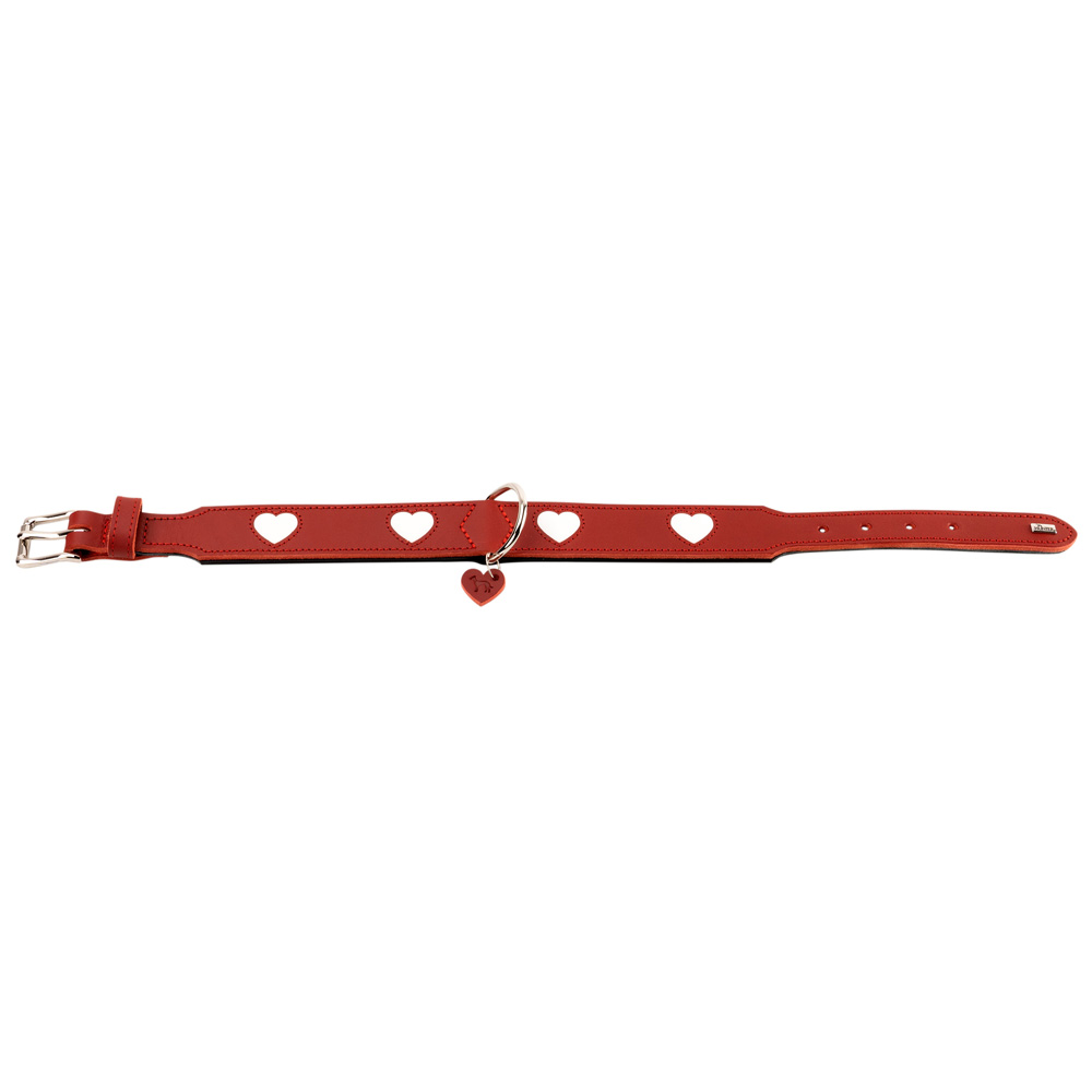 HUNTER Hundehalsband Love rot/schwarz, Gr. 70, Breite: ca. 3,9 cm, Halsumfang: ca. 56 - 64 cm von Hunter