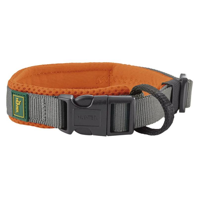 HUNTER Hundehalsband Maldon orange/grau, Gr. L, Breite: ca. 2,5 cm, Halsweite: ca. 45 - 55 cm von Hunter