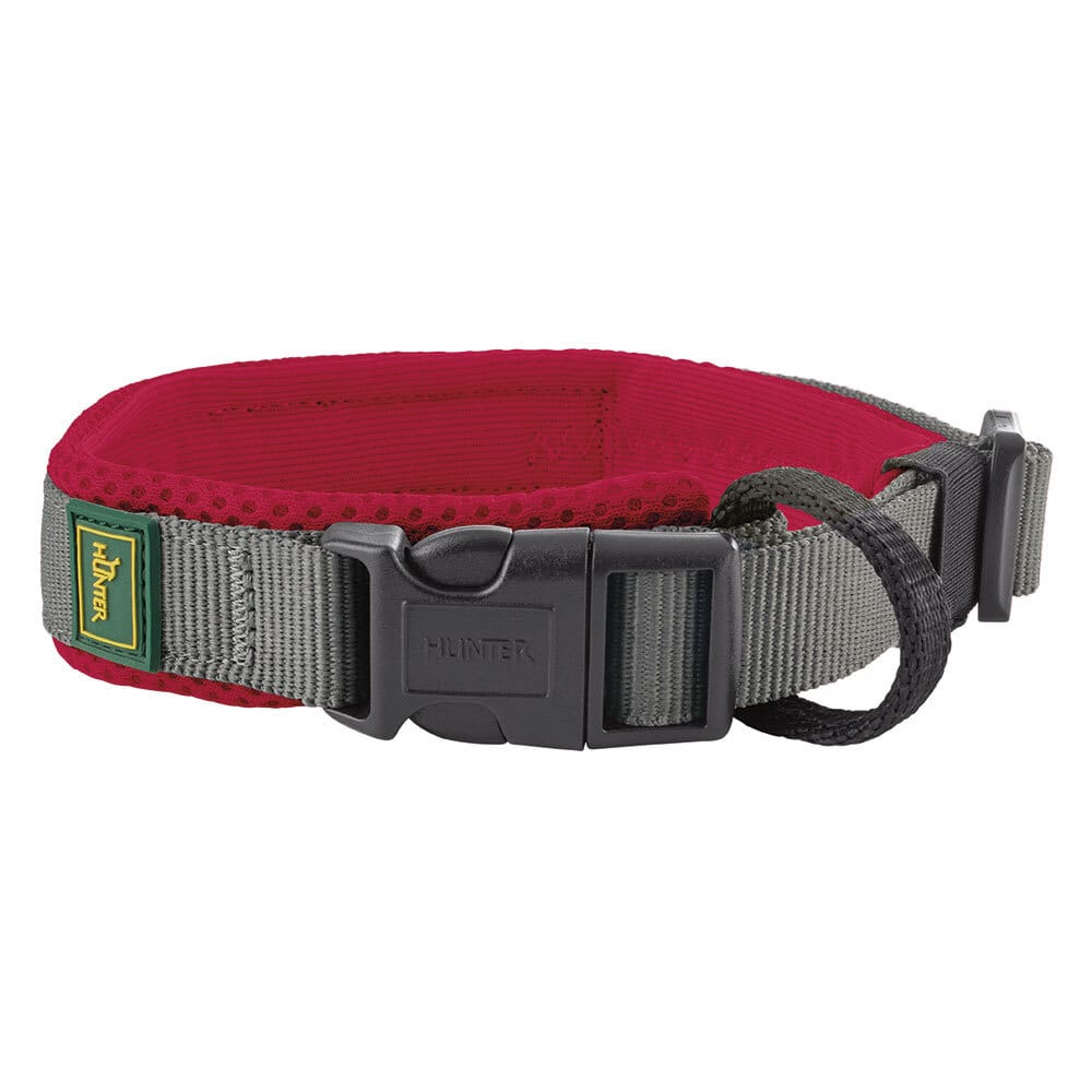 HUNTER Hundehalsband Maldon rot/grau, Gr. XL, Breite: ca. 2,5 cm, Halsweite: ca. 45 - 55 cm von Hunter