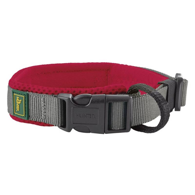 HUNTER Hundehalsband Maldon rot/grau, Gr. XL, Breite: ca. 2,5 cm, Halsweite: ca. 45 - 55 cm von Hunter