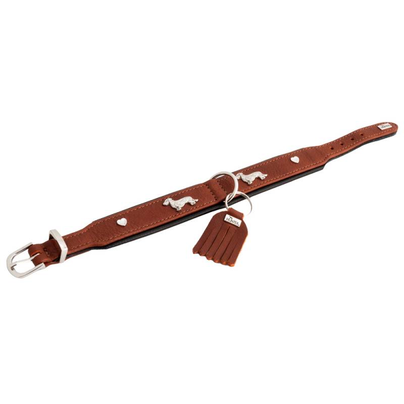 HUNTER Hundehalsband München cognac/schwarz, Gr. 42, Breite: ca. 3 cm, Halsumfang: ca. 33 - 37 cm von Hunter