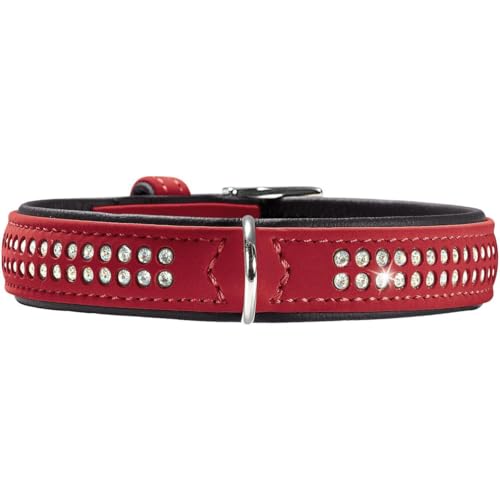 HUNTER SOFTIE DELUXE Hundehalsband, Kunstleder, glitzernde Strasssteine, 45 (S), rot von HUNTER