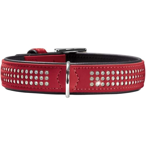 HUNTER SOFTIE TRILUXE Hundehalsband, Kunstleder, glitzernde Strasssteine, 55 (M), rot von HUNTER