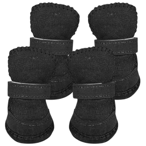 4pcs Hundestiefel & Pfotenschutz, warme Hundestiefel Lamm Fleece Hundepfotenschutz kalte Weahter Hundeschuhe für kleine Hunde von Huraoerrrr