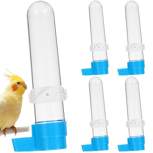 5 -Pack -Vogel -Käfig -Wasserspender - 120 ml Automatische transparente Wasserfuttermittel mit blauem Trinkort, leicht zu füllen und zu waschen, stilles Design von Huraoerrrr