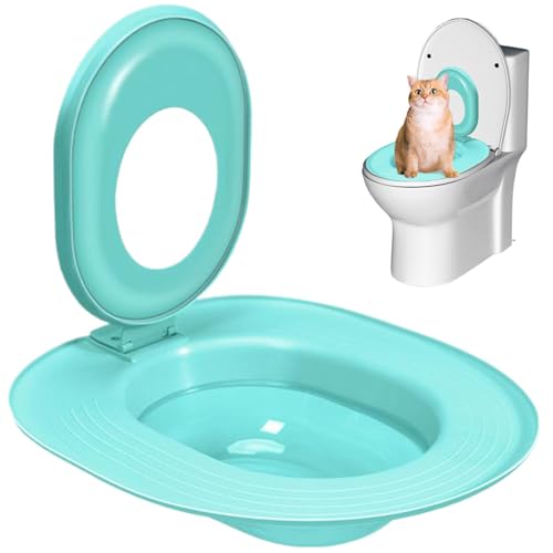 Cat Toilet Trainer Kit Katzen-Toilettentrainer tragbares Toilettentraining für Katzen wiederverwendbares Katzentraining für Katzenkatze Anti-Rutsch-Katzentrainer für Haustierpflege, Blau von Huraoerrrr