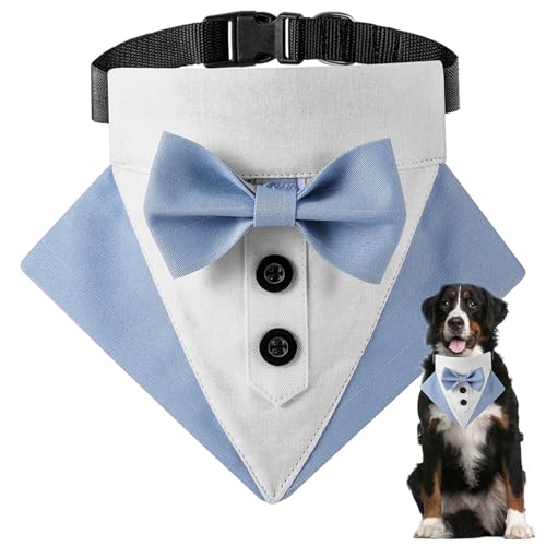 Dog Costume Dog Wedding Bandana, Dog Collar with Bow Tie, Neckerchief for Dogs L, Pet Wedding Bandana Collar with Bow Tie, Formal Dog Costumes von Huraoerrrr