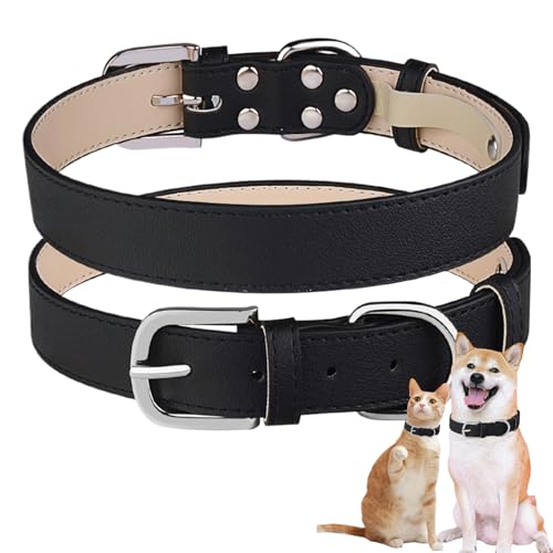 Hundetraining Halsband wasserdichte Hundehalsband PU Leder Hundetraining, einstellbare Hundehalsband mit Doppelringschnalle, Anti-Droge weich bequemer Hundehalsband für Hunde Katzen Haustiere Haustie von Huraoerrrr