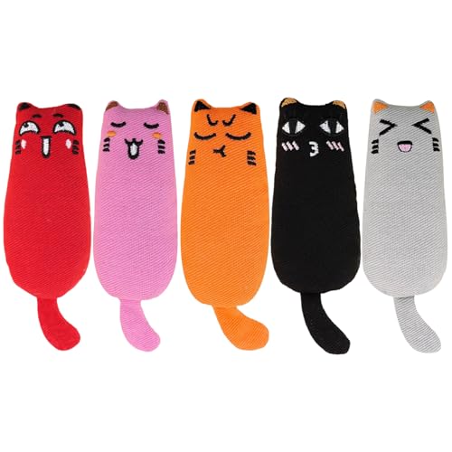 Huraoerrrr 5pcs Catnip Toys Bite Resistant Catnip Toy für Katzen Interaktive Katzenkicker -Spielzeugzahn -Reinigung Katze Spielzeug Cartoon Maus Katze Plüsch für Innenkatze von Huraoerrrr