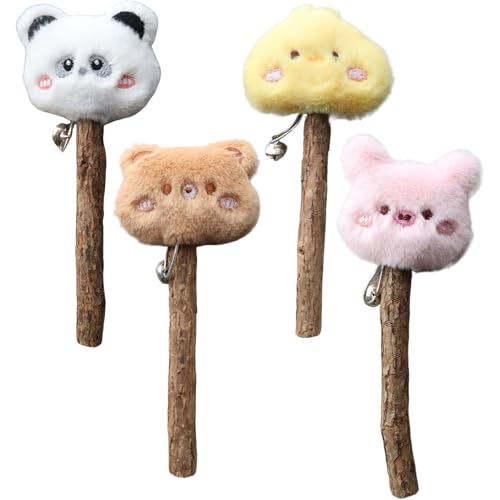 Huraoerrrr Katzenspielzeug, 4pcs sichere natürliche Silbervine Sticks für Katzen, interaktiver Katzenminze für Katzen, niedliche Katzen -Zahnen -Spielzeug für gelangweilte Innenkatzen von Huraoerrrr