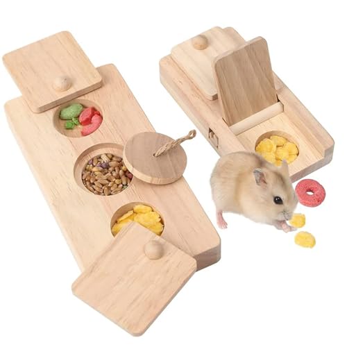 Huraoerrrr Puzzle Treat Dispenser Toys 6-in-1 Wooden Interactive Enrichment Toys for Small Pets: Foraging, Puzzle & Treat Dispenser for Hamsters Guinea Pigs Rabbits Chinchillas & Gerbils von Huraoerrrr