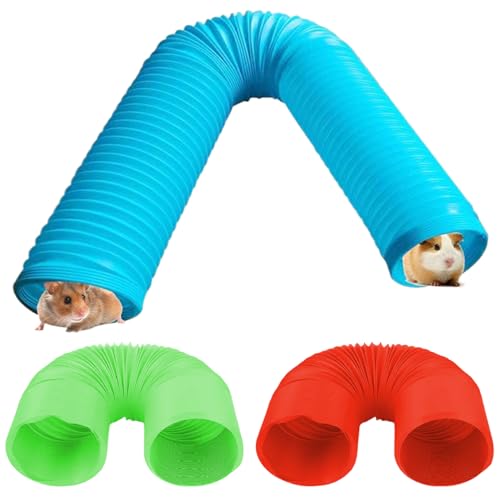 PET-Tunnel, 3pcs 7,5-29,5 Zoll Ausleitbare Hamsterrohre, lustiger Kunststoff-Frettchen-Tunnel für Chinchillas, Frettchen, Meerschweinchen, Rennmäuse, Hamster von Huraoerrrr