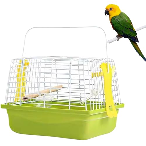 Vogel Reisekäfig tragbarer Vogel Reisekäfig mit Griff und Bodennetz, leicht zu montierende Reisebandkäfig für afrikanische graue Conure Cockatiel Lovebird Finch Canary von Huraoerrrr