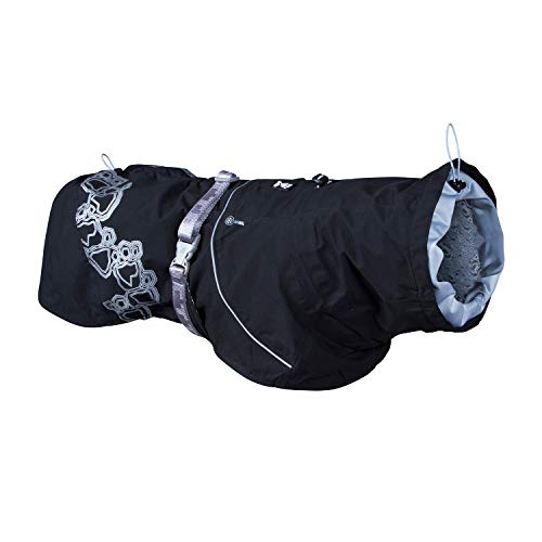 Hurtta Drizzle Regenjacke für Hunde, Wasserdicht Hundemantel mit Reflektoren, Schwarz 50 cm von Hurtta