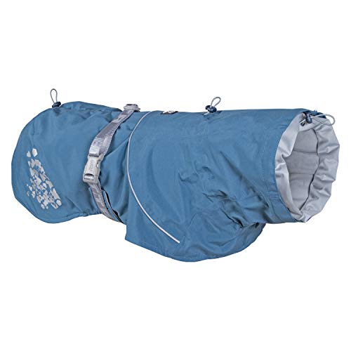 Hurtta Monsoon Hunderegenmantel, Wasserdicht Regenjacke für Hunde mit Reflektoren, Blau 45 cm von Hurtta