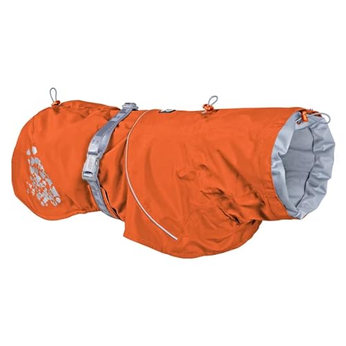 Hurtta Monsoon Hunderegenmantel mit Reflektoren, Wasserdicht Regenjacke für Mittelgroße Hunde, Orange 45cm von Hurtta