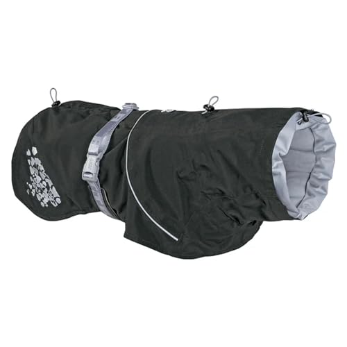 Hurtta Monsoon Hunderegenmantel, Wasserdicht Regenjacke für Hunde mit Reflektoren, Schwarz 35cm von Hurtta