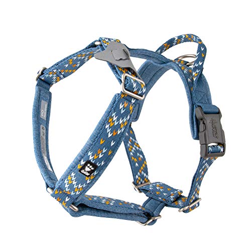 Hurtta Razzle-Dazzle Gepolstertes Y-Geschirr für Hunde, 100% recyceltes Polyester, blau, 65-80 cm von Hurtta