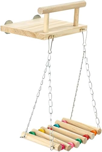 Vogelspielzeug für Papageien & Wellensittiche - Holzschaukel & Leiter-Set, Papageienspielplatz, Haustierschaukel, Hamster- & Hühnergeschenke, langlebiges Haustierspielzeug aus Holz für Vögel von Husalsea