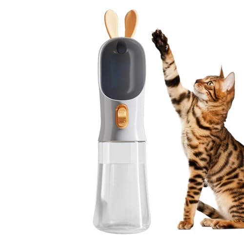 Husoiuy Katzen-Wasserflasche für Reisen,Katzen-Reise-Wasserflasche, Auslaufsicherer Reisewasserspender für Hunde mit Futterbehälter, Wasser-Trinkspender für Welpen, auslaufsicherer Reise-Wasserspender von Husoiuy