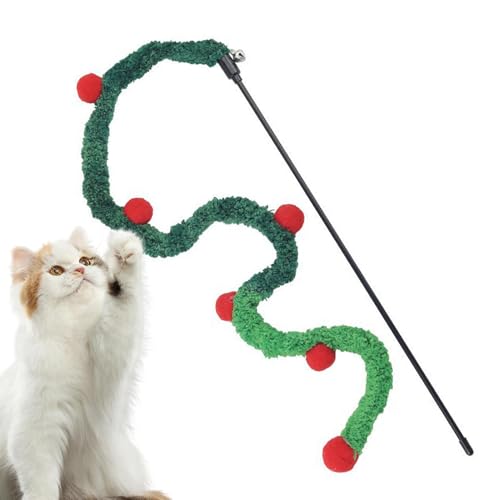 Husoiuy Katzenstab-Spielzeug für Hauskatzen, Weihnachts-Katzenstab-Spielzeug - Interaktives Weihnachtsspielzeug für Haustiere,Attraktive, Plüsch-Katzenfänger-Spielzeug für von Husoiuy