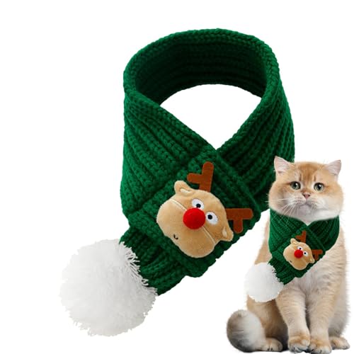 Husoiuy Warmer Schal für Haustiere, gestrickter Weihnachtsschal für Hunde - Katzen-Bandanas Hunde-Bandanas - Verstellbarer Halswärmer, praktischer Weihnachtsmann-Schal im Knoten-Design für Welpen, von Husoiuy