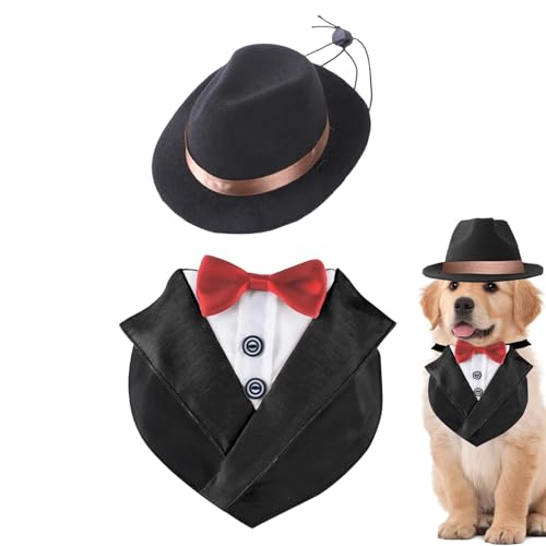 Hutnncg Formaler Hunde-, Hunde-Outfit für die Hochzeit,Hunde-formelle Hundekostüme mit Hut - Verstellbarer Hunde-zum Verlobungsgeburtstag für große und mittelgroße Hunde von Hutnncg