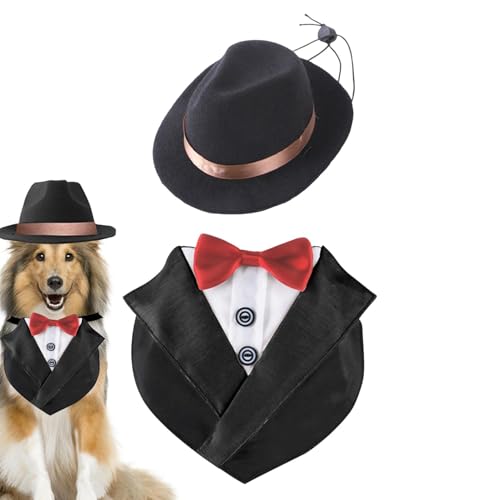 Hutnncg Hunde-Outfit für Hochzeit, Hunde-Hochzeits-,Hunde-formelle Hundekostüme mit Hut | Verstellbarer Hunde-zum Verlobungsgeburtstag für große und mittelgroße Hunde von Hutnncg