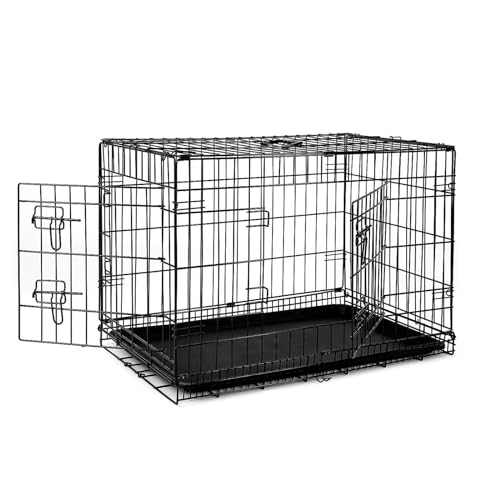 Hundebox-Hundekäfig Klappbar Hundebox für Zuhause,hundebox faltbar, Gitterbox Hund, Hundetransportkäfig Tiertransportbox mit Bodenschale (121 * 76 * 81cm) von Huuzzgdp