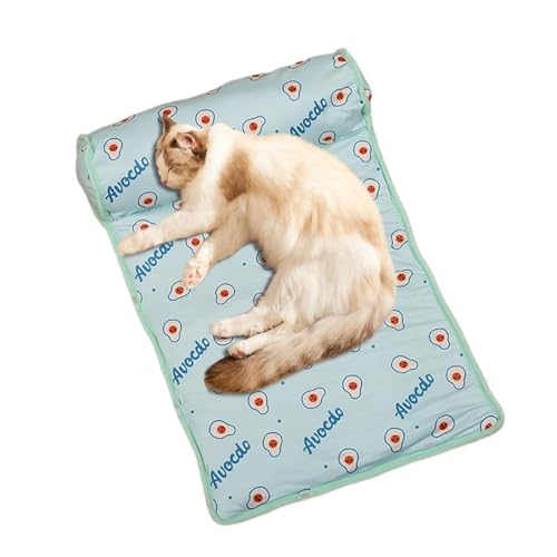 Cooling Dog Bed, Foldable Washable Pet Cooling Mat, Breathable Ice Pad Cushion, 5.91in Cute Sleeping Pad with Pillow Puppies and Kittens, Keeps Cool for Hot Weather von Huvqianu