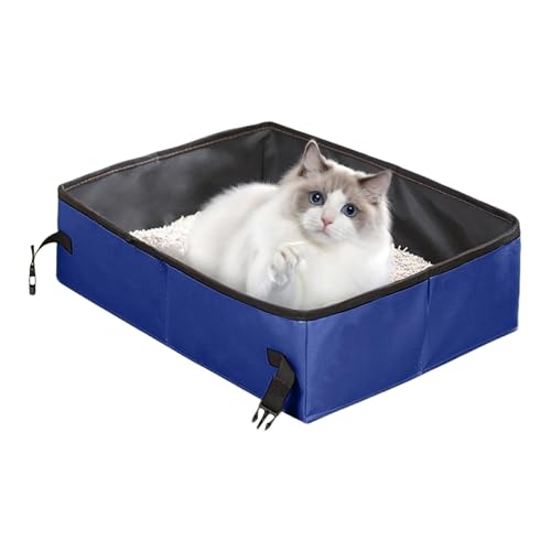 Foldable Litter Box, Portable Cat Toilet, Oxford Cloth Travel Case, 47x36x14cm, Leak-Proof Waterproof Design, Compact Pet Restroom, Perfect for Car Camping Road Trip von Huvqianu