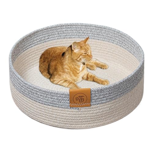 Huvqianu Cat Basket Bed, Pet Cotton Sleeping Scratcher Nest, 15.75 Inches Indoor Cats Scratching Board Mat, Cotton Rope Pet Mat, Soft and Cozy Design, Ideal for Indoor Cats von Huvqianu