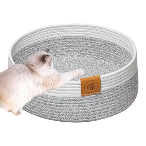 Huvqianu Cat Basket Bed, Pet Cotton Sleeping Scratcher Nest, 15.75 Inches Indoor Cats Scratching Board Mat, Cotton Rope Pet Mat, Soft and Cozy Design, Ideal for Indoor Cats von Huvqianu