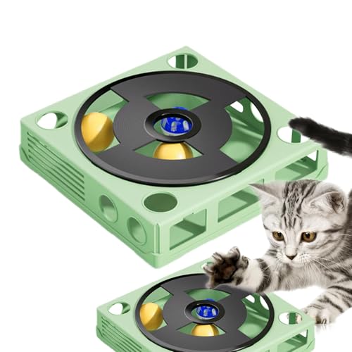 Huvqianu Cat Food Puzzle, Strategy Treat Maze Box, 9.84x9.84in Phonograph Interactive Toy, Turntable Track Puzzle, Enrichment Game Indoor Cats, Mental Stimulation for Kittens von Huvqianu