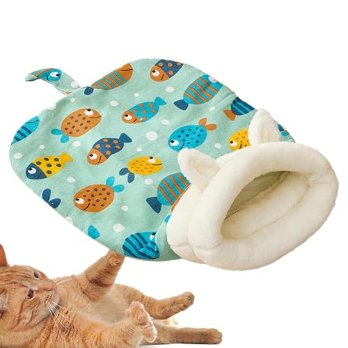 Huvqianu Cat Sleeping Bag, Cute Calming Cat Bed, Cat Snuggle Sack Bed, Comfortable Cat Hideaway Bed, Plush Cat Winter Snuggle Bag, Funny Shaped with Tail Winter Cat Bed for Small Pets von Huvqianu