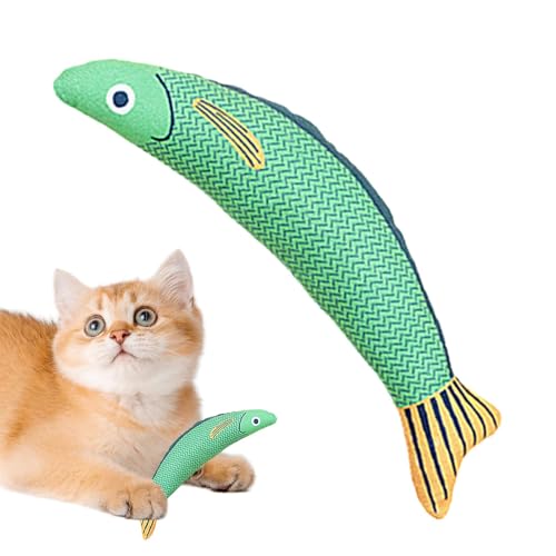 Huvqianu Cat Teething Toys, Indoor Catnip Saury Fish Plush Biting Toy, 8.27x3.15 Inch Kicking, Interactive Catnip Crinkle Toys for Cats of All Breeds, Perfect Playtime von Huvqianu