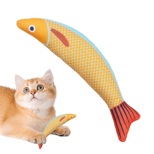 Huvqianu Cat Teething Toys, Indoor Catnip Saury Fish Plush Biting Toy, 8.27x3.15 Inch Kicking, Interactive Catnip Crinkle Toys for Cats of All Breeds, Perfect Playtime von Huvqianu