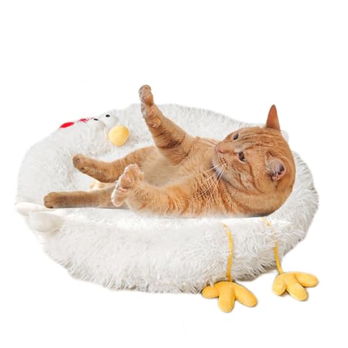 Huvqianu Cute Warming Cat Bed, Thermal Pet Pad for Cats, Self-Heating Cat Mat for Winter, Chick Shaped Winter Cat Warming Bed 24.02x24.02x2.76 Inches for Sofas, Floors, Pet Beds (White) von Huvqianu