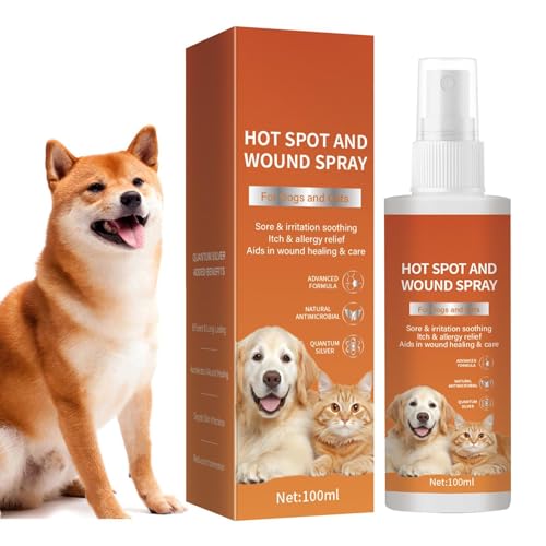 Huvqianu Dog Wound Spray, Dog and Cat Wound Recovery, Skin Repair Spritz, Gentle and Fast Healing Solution for Minor Injuries and Scratches 1.57x5.16 Inches, 100 Ml von Huvqianu