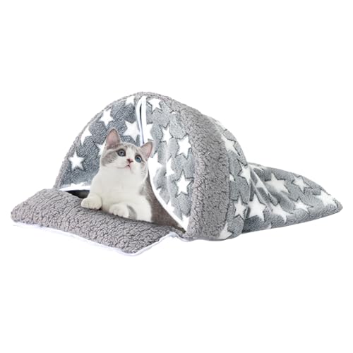 Huvqianu Katzen-Winterschlafsack, gemütliches Katzenbett, bogenförmiger Katzen-Kuschelsack, waschbar, Katzenzelt, geschlossenes Katzenbett, rutschfest, Katzenschlafsack, grabendes Katzenbett, von Huvqianu