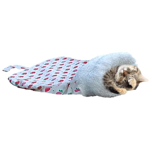 Huvqianu Katzenschlafsack, niedlicher Katzenschlafsack, Wickel-Katzenbett, doppellagiges Plüsch-Haustiernest, Frostschutz-Katzen-Kuschelsack, warmer Katzenschlafsack, gemütlicher Schlafsack für Katze von Huvqianu