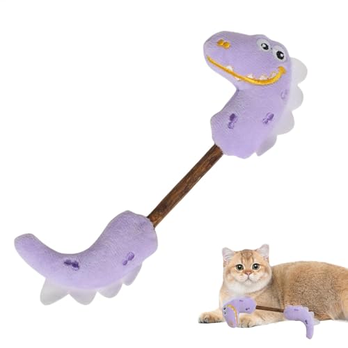 Huvqianu Kitten Teething Toys, Little Dinosaur Plush Toy, Cat Puzzle Bells, Pet Chew Balls, Teething Sticks for Kitten, Fun Indoor Entertainment for Animal Playtime von Huvqianu