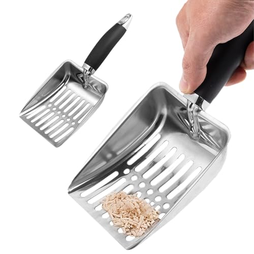 Huvqianu Pet Cat Litter Shovel, Stainless Steel Deep Scoop, 10.24x4.21in Efficient Waste Remover, Pet Breeding Tool, Ideal for Bedroom, Courtyard, Living Room, and Cat House Use von Huvqianu