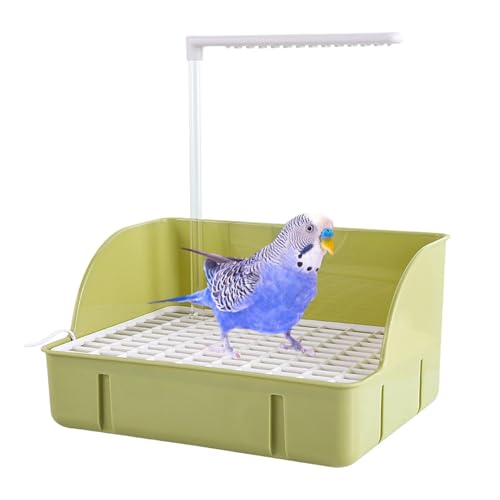 Huvqianu Schlankes Design, automatische Vogeltränke, stabiles Vogelbadwerkzeug, dekoratives Haustier-Vogelbad für Käfig, Papageien, Liebesvögel, drinnen, draußen, Zuhause, grün, weiß von Huvqianu