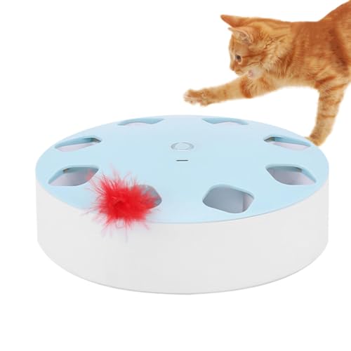 Huvqianu Smart Cat Toy, Interaktives Katzenübungsspielzeug, Whack-A-Mole Katzenspielzeug Spiel, Automatisches Katzenübungsspielzeug mit Feder, Wiederaufladbares Katzenspielzeug mit 7 Löchern, von Huvqianu