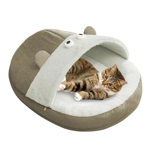 Katzenbett mit niedlichem Slipper-Design, gutes Katzenhöhlenbett, halb geschlossenes Katzenbett, Plüsch-Katzenhaus-Betten 50 x 40 x 20 cm, für Hauskatzen, Zuhause, Wohnzimmer, Schlafzimmer, Küche, von Huvqianu